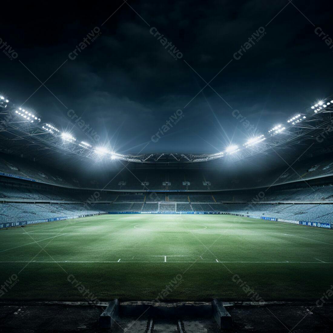 Estádio de futebol iluminado à noite