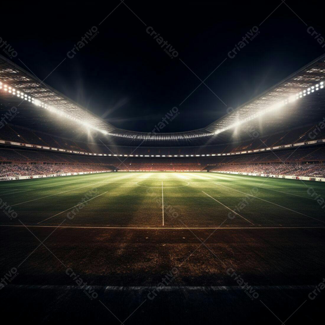 Estádio de futebol iluminado à noite