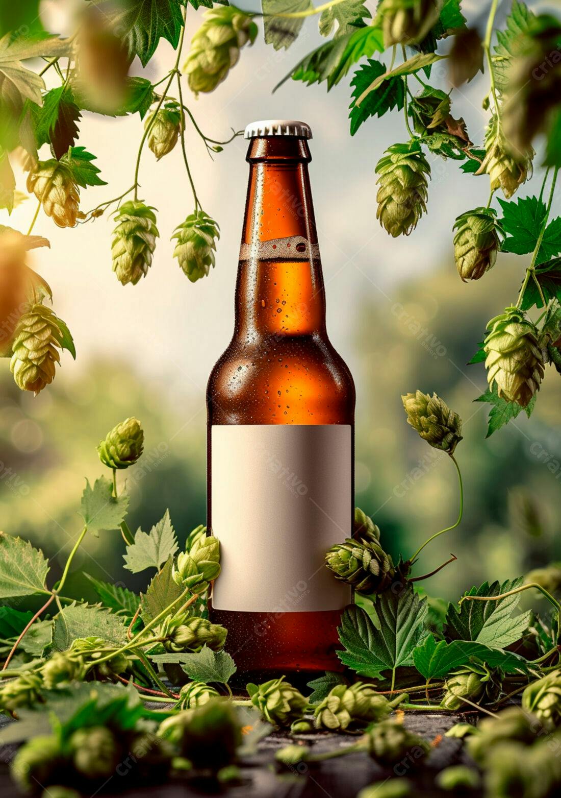 Garrafa de Cerveja com Lúpulo
