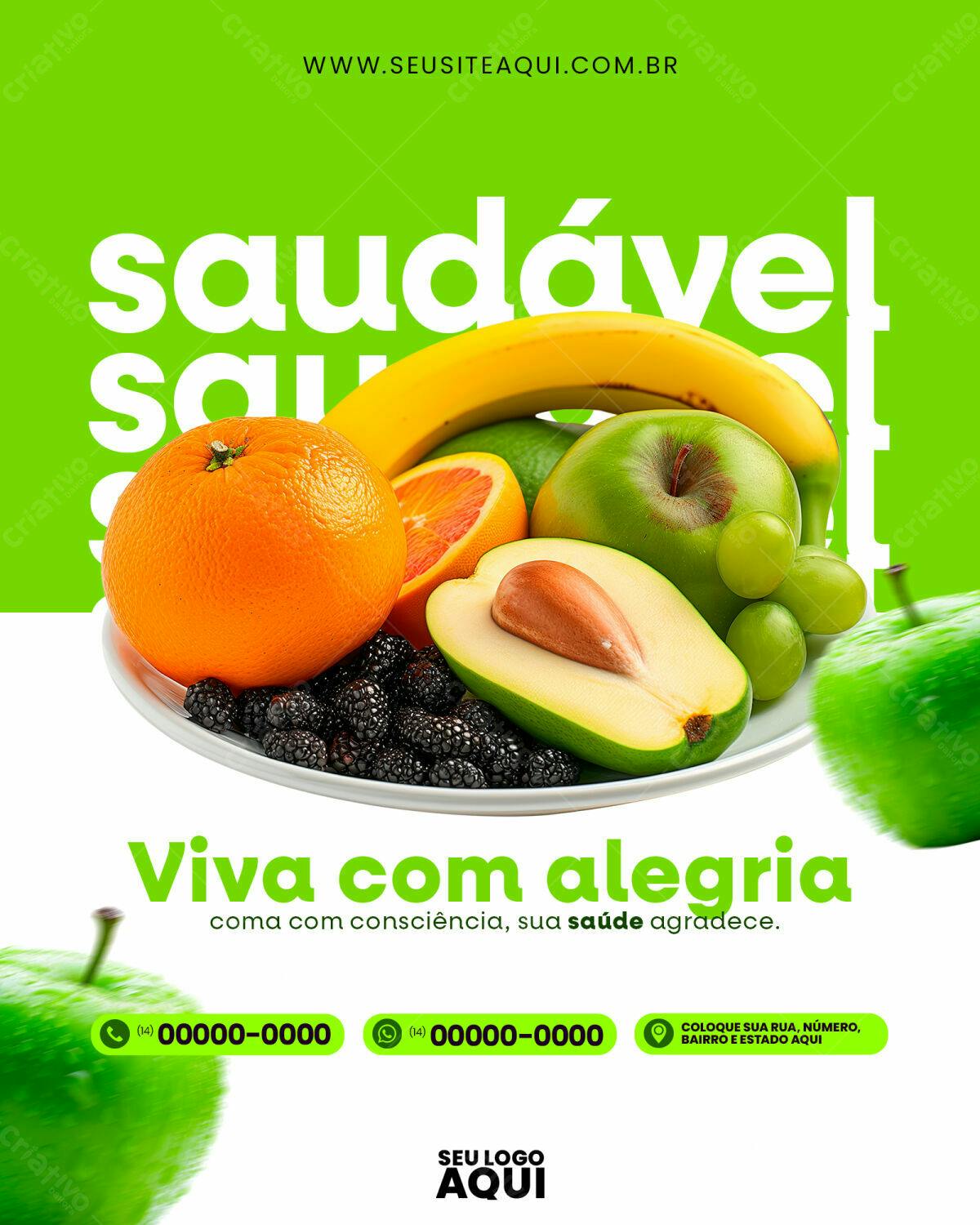 Flyer Alimentação Saudável PSD Editável