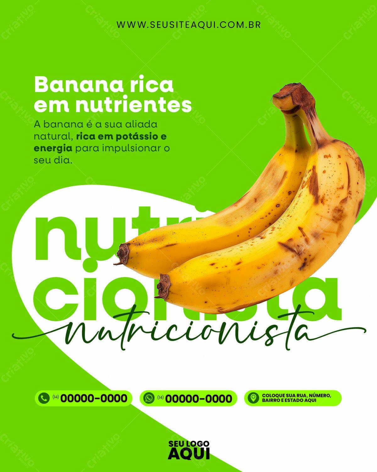 Flyer Nutricionista com Banana PSD Editável