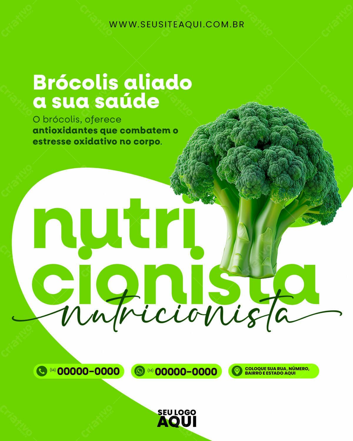 Post para Nutricionista com Brócolis PSD Editável