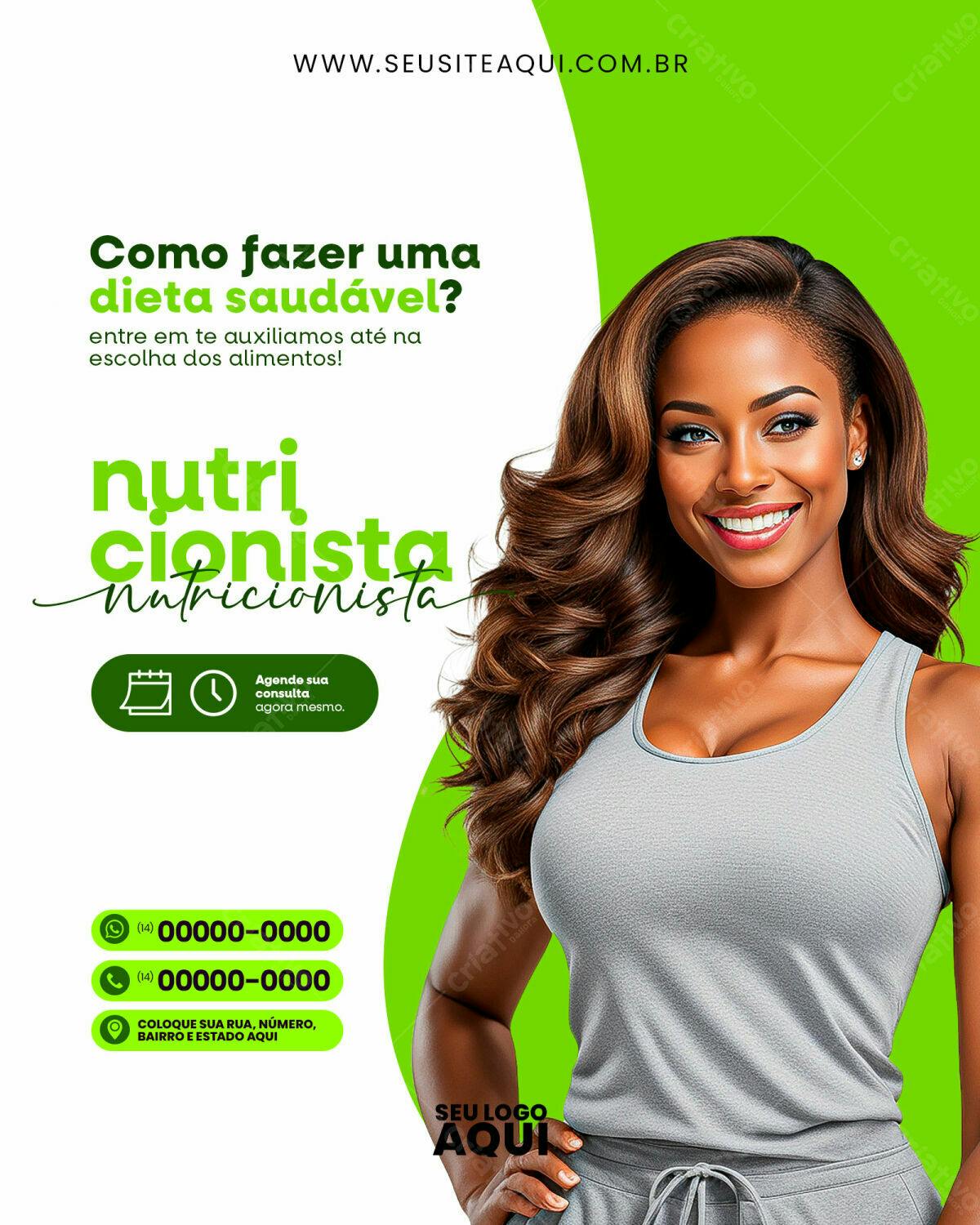 Flyer Nutricionista Dieta Saudável PSD Editável