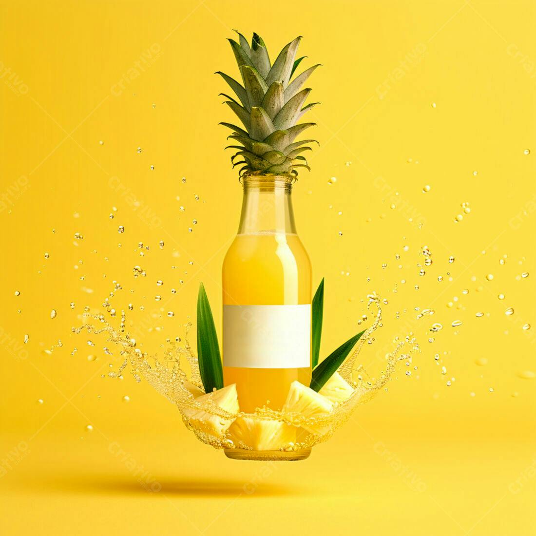 Suco de Abacaxi em Garrafa com Abacaxi Fresco