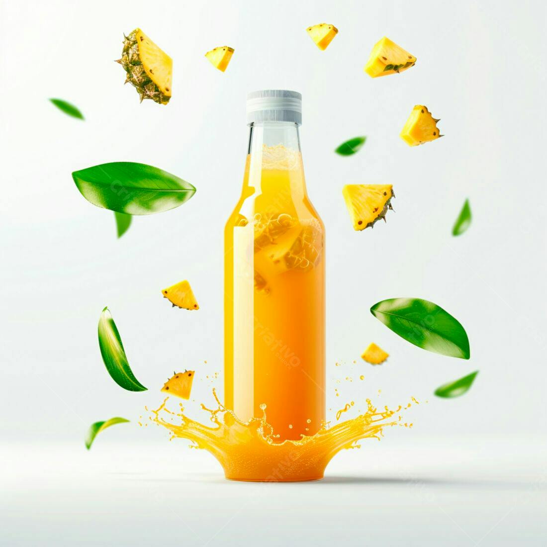 Suco de Abacaxi em Garrafa de Vidro