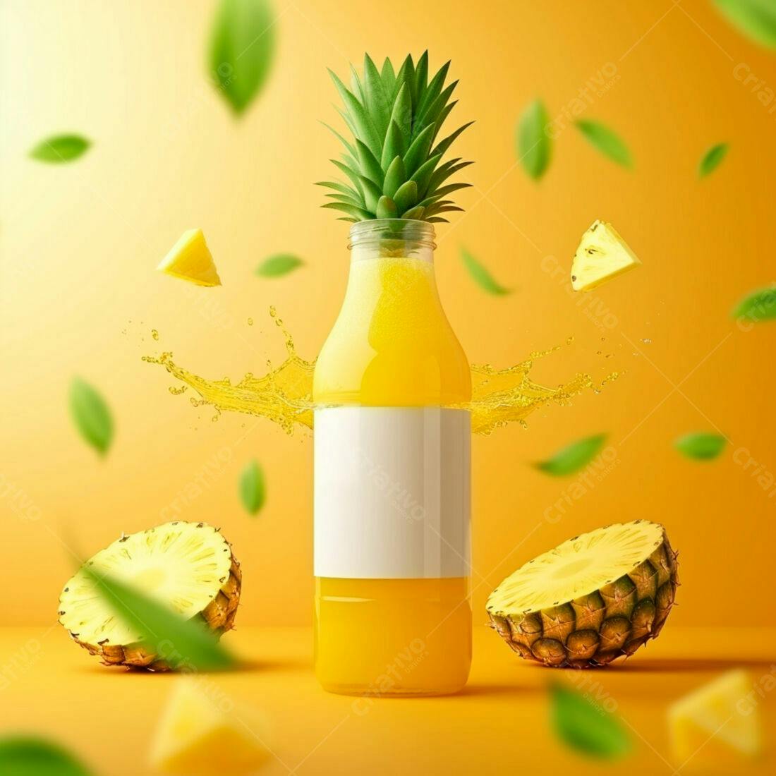 Suco de Abacaxi refrescante com abacaxi fresco