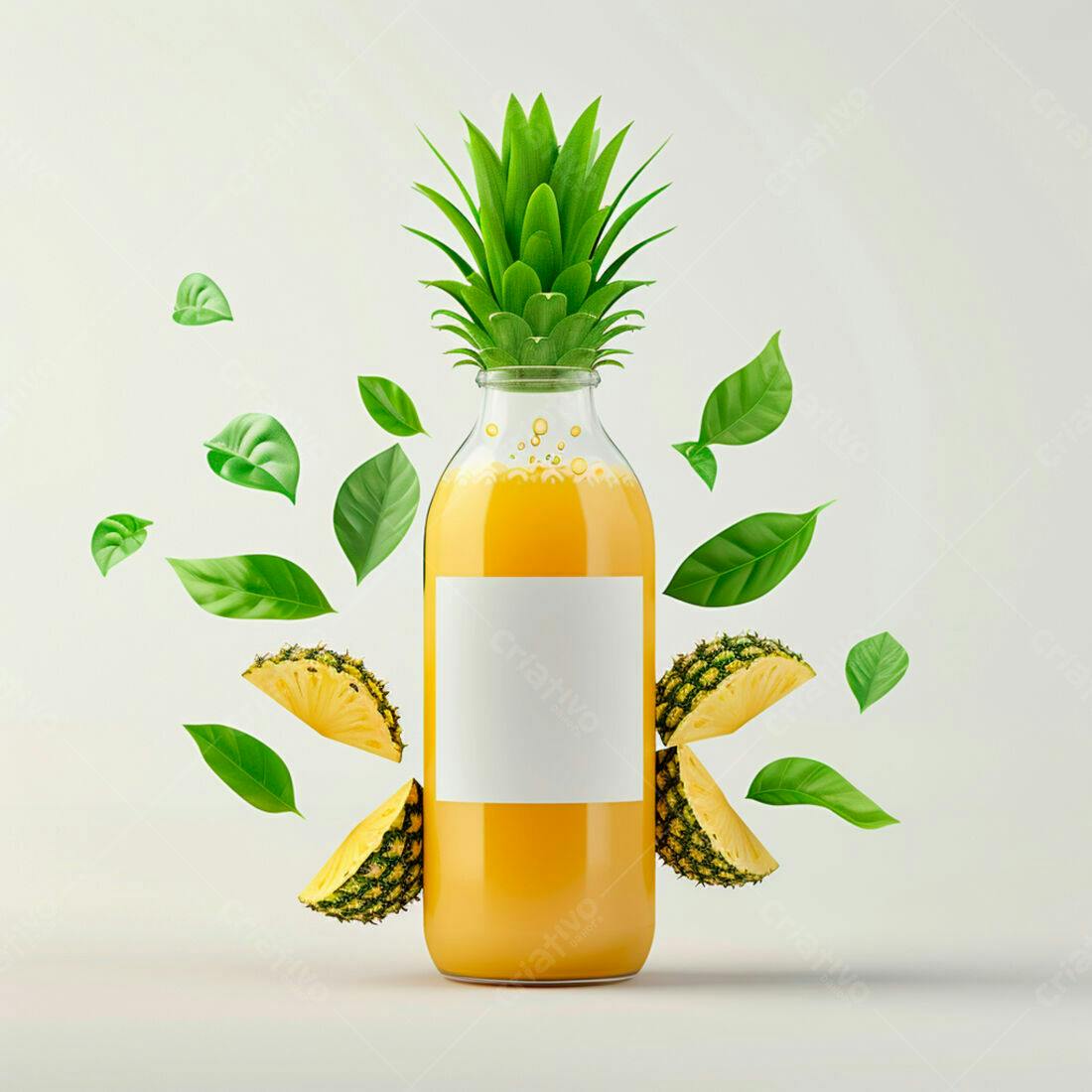 Suco de Abacaxi em Garrafa de Vidro