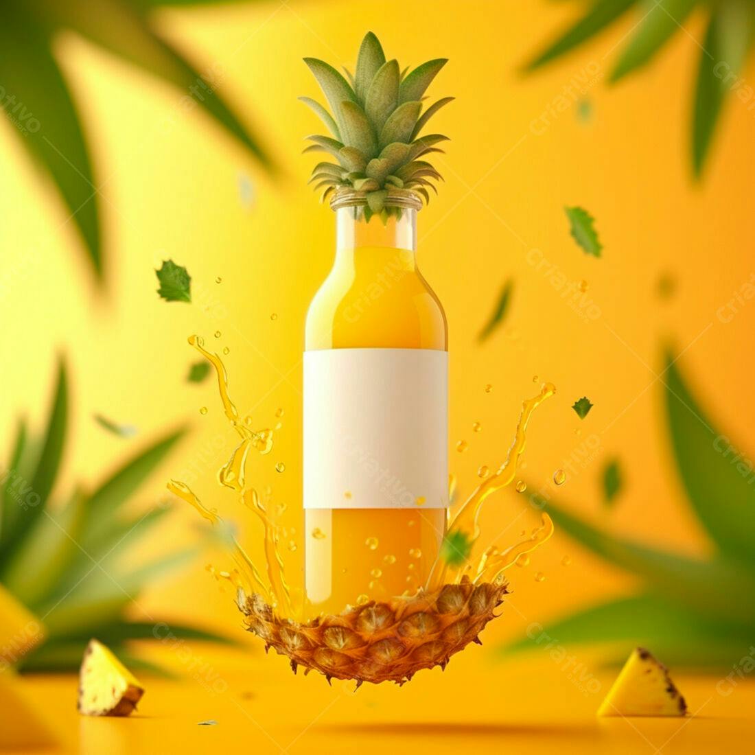 Suco de Abacaxi em Garrafa com Salpicos