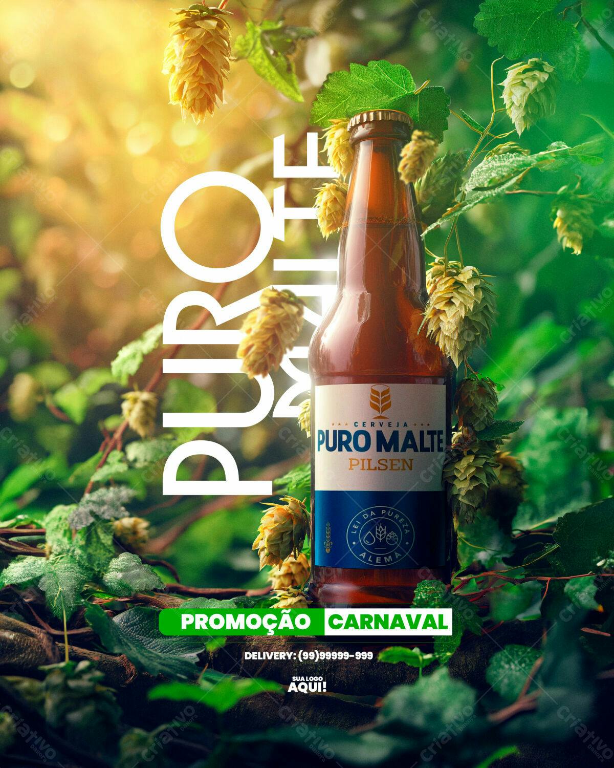 Flyer de Promoção Carnaval Cerveja Puro Malte PSD Editável