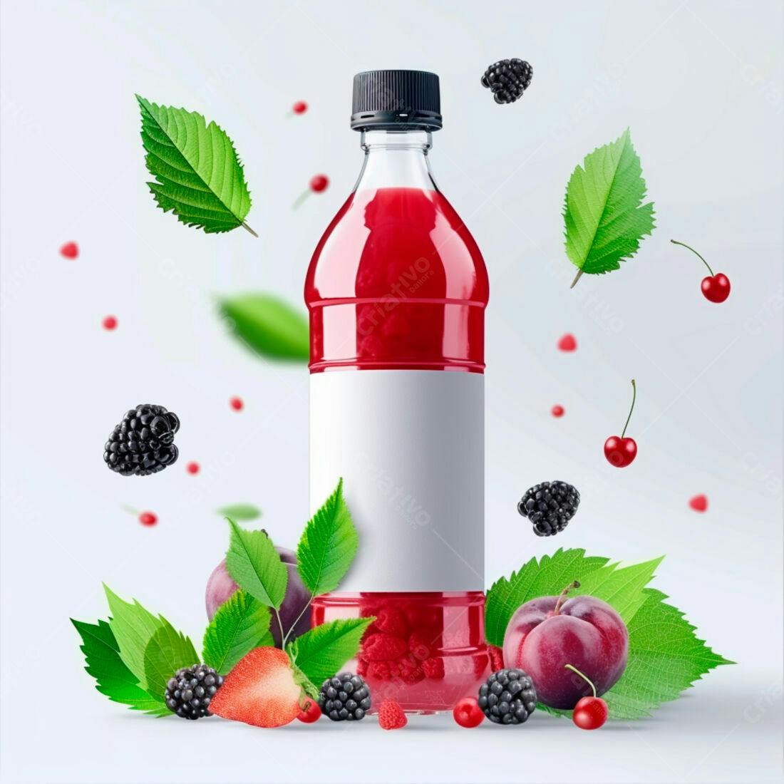 Suco de frutas vermelhas em garrafa