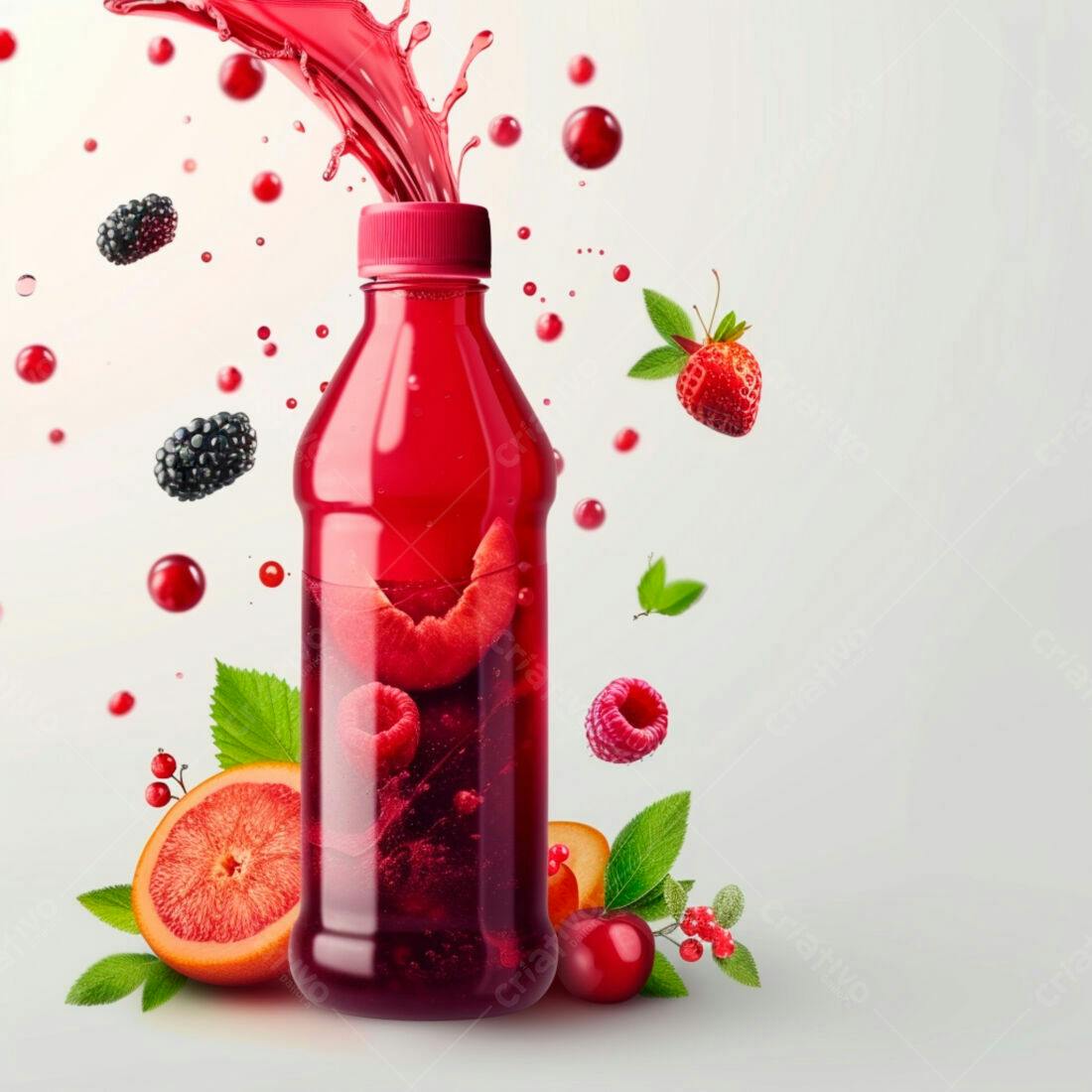 Suco de frutas vermelhas garrafa plástico
