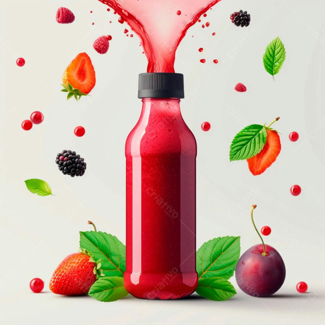 Suco de frutas vermelhas em garrafa