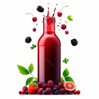 Garrafa De Suco De Frutas Vermelhas Com As Frutas Ao Redor 20