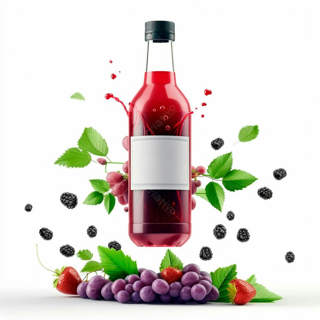 Suco de frutas vermelhas em garrafa