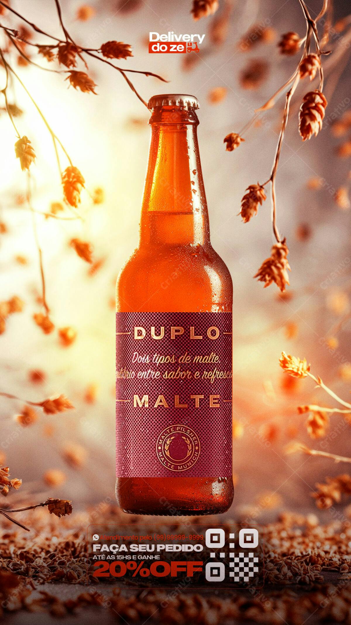 PSD Cerveja Duplo Malte para Delivery PSD Editável