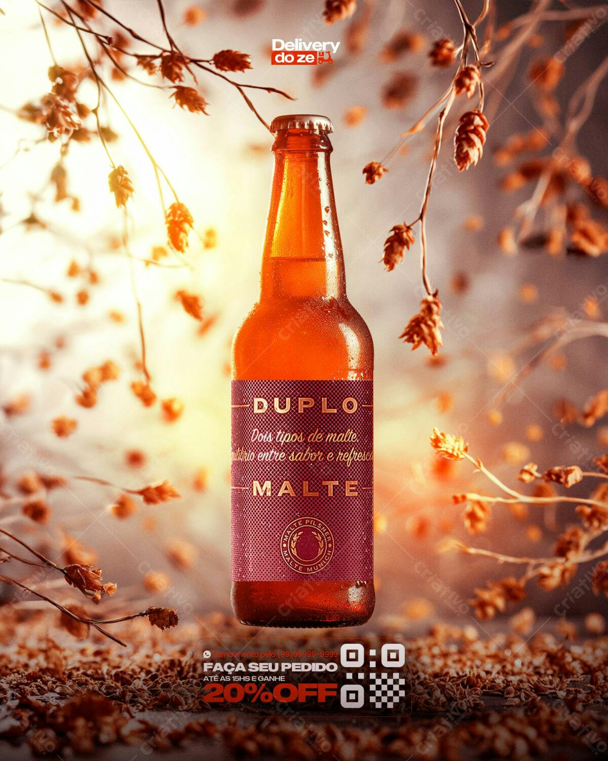 PSD Cerveja Duplo Malte para Delivery PSD Editável