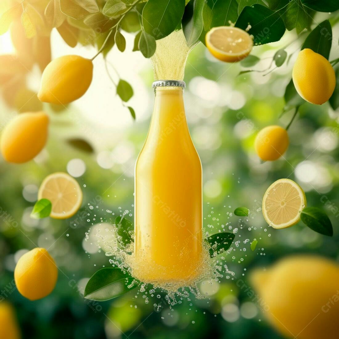 Suco de Limão em Garrafa com Limões Frescos