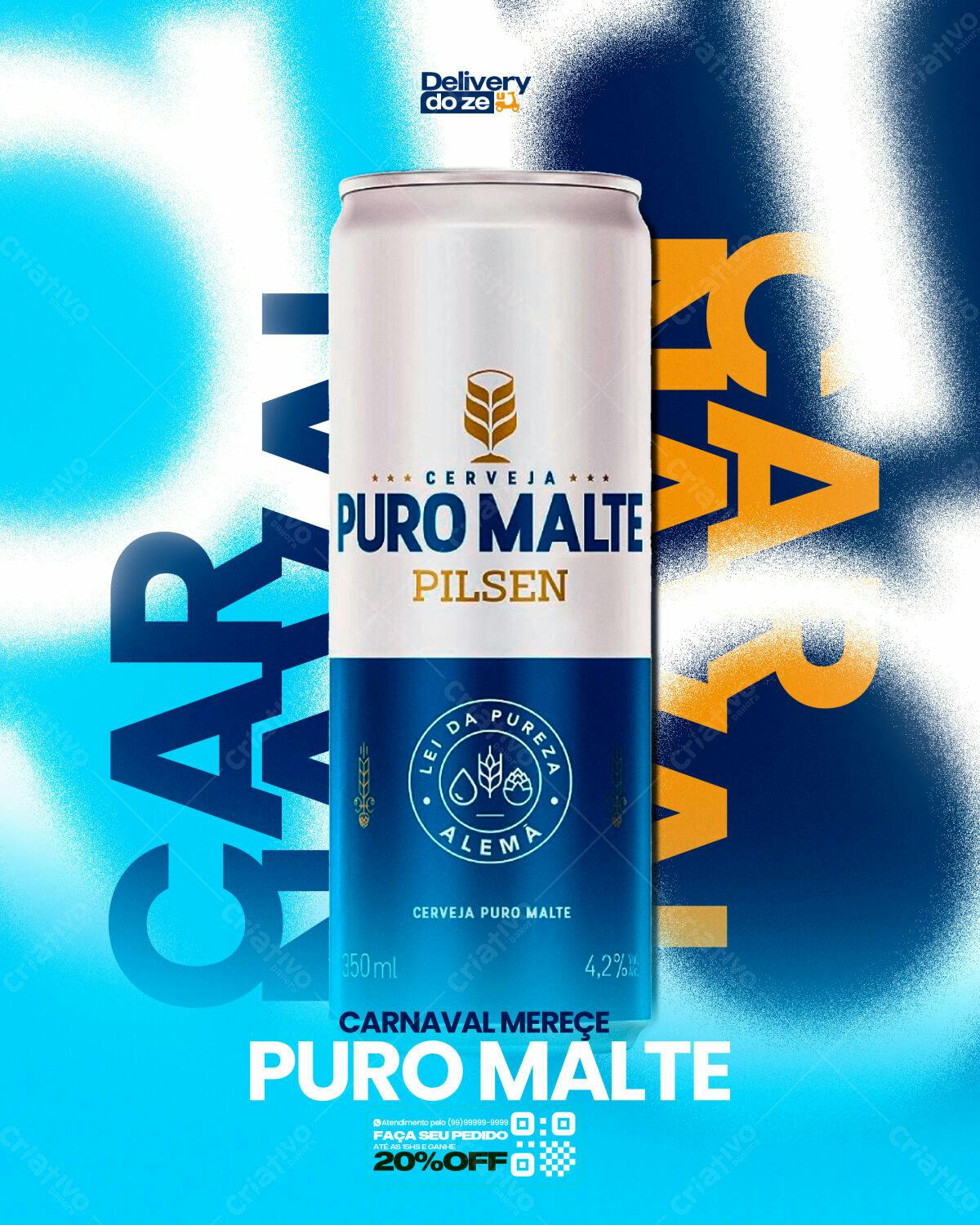 Mockup de Lata de Cerveja para Carnaval PSD Editável