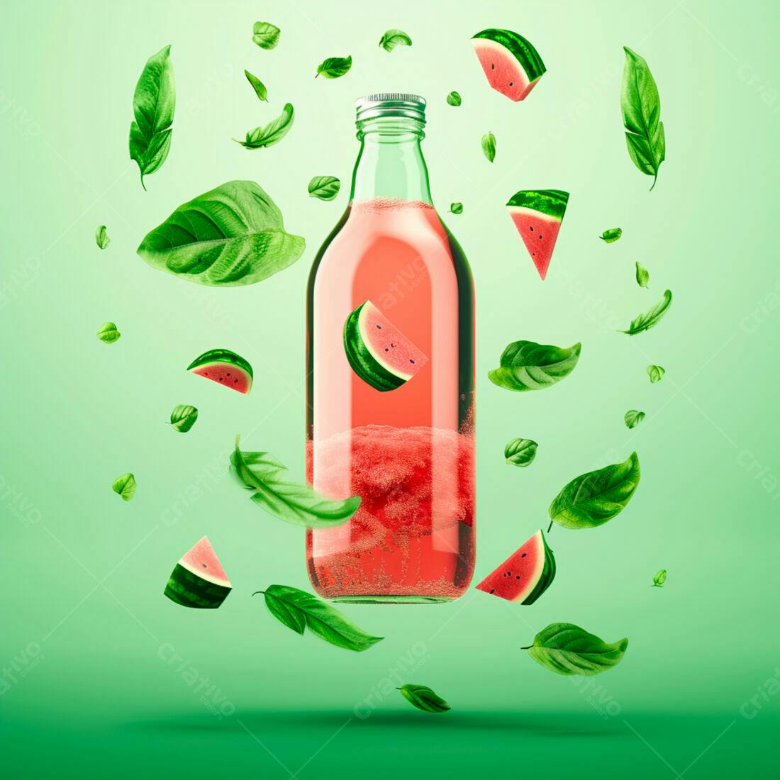 Suco de melancia refrescante com manjericão