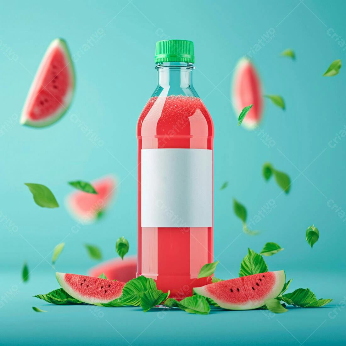 Suco de melancia em garrafa plástica