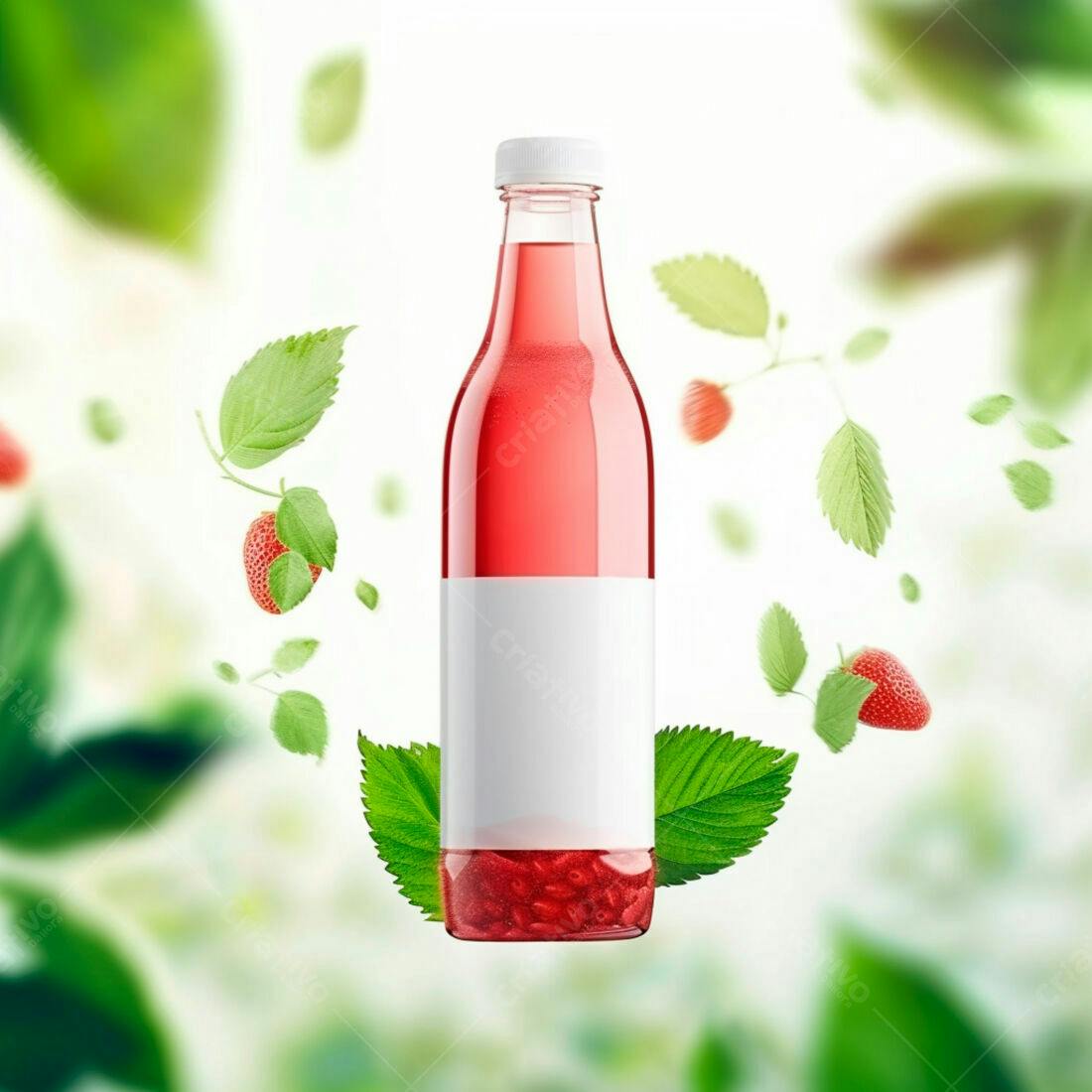Suco de Morango em Garrafa de Vidro