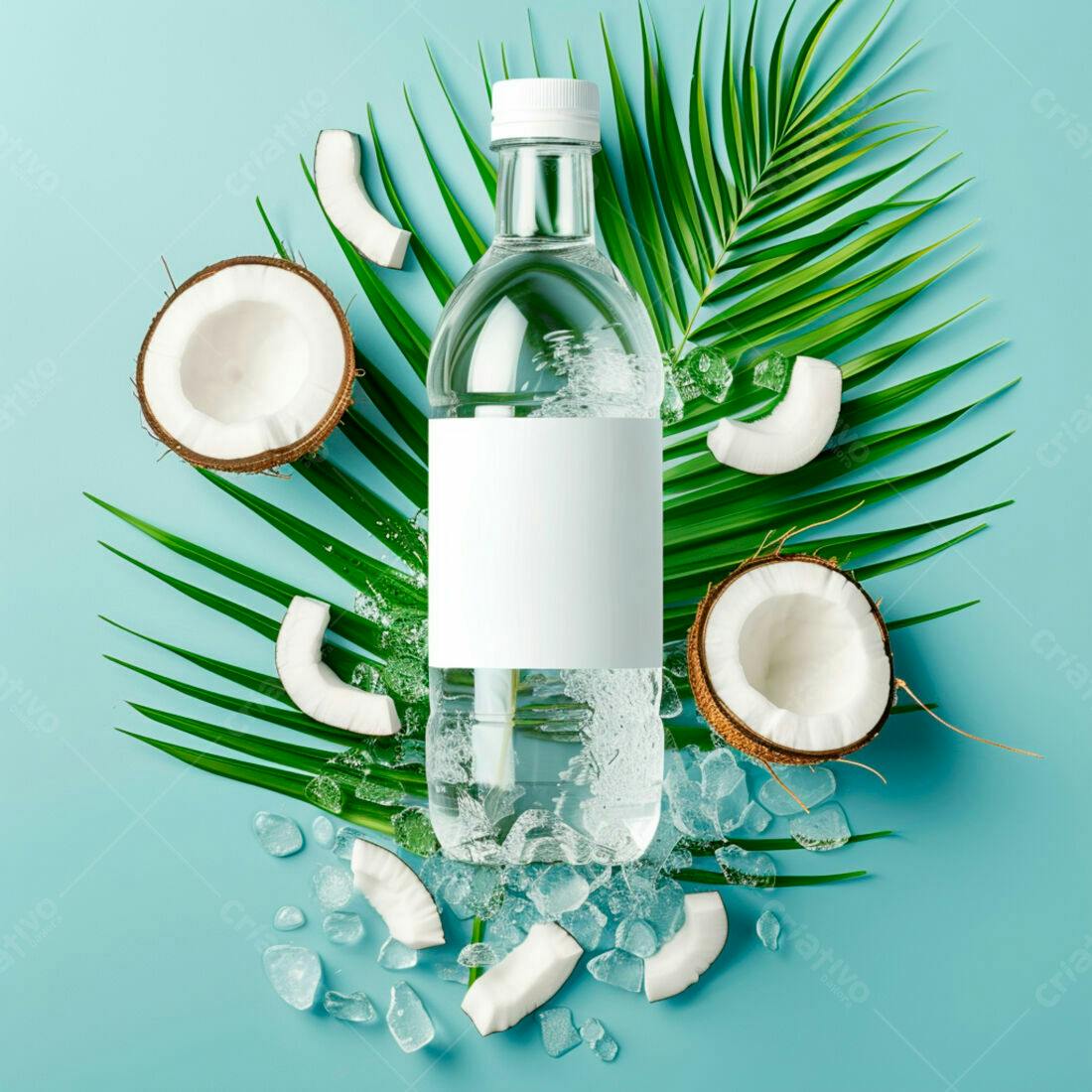 Água refrescante com coco e gelo