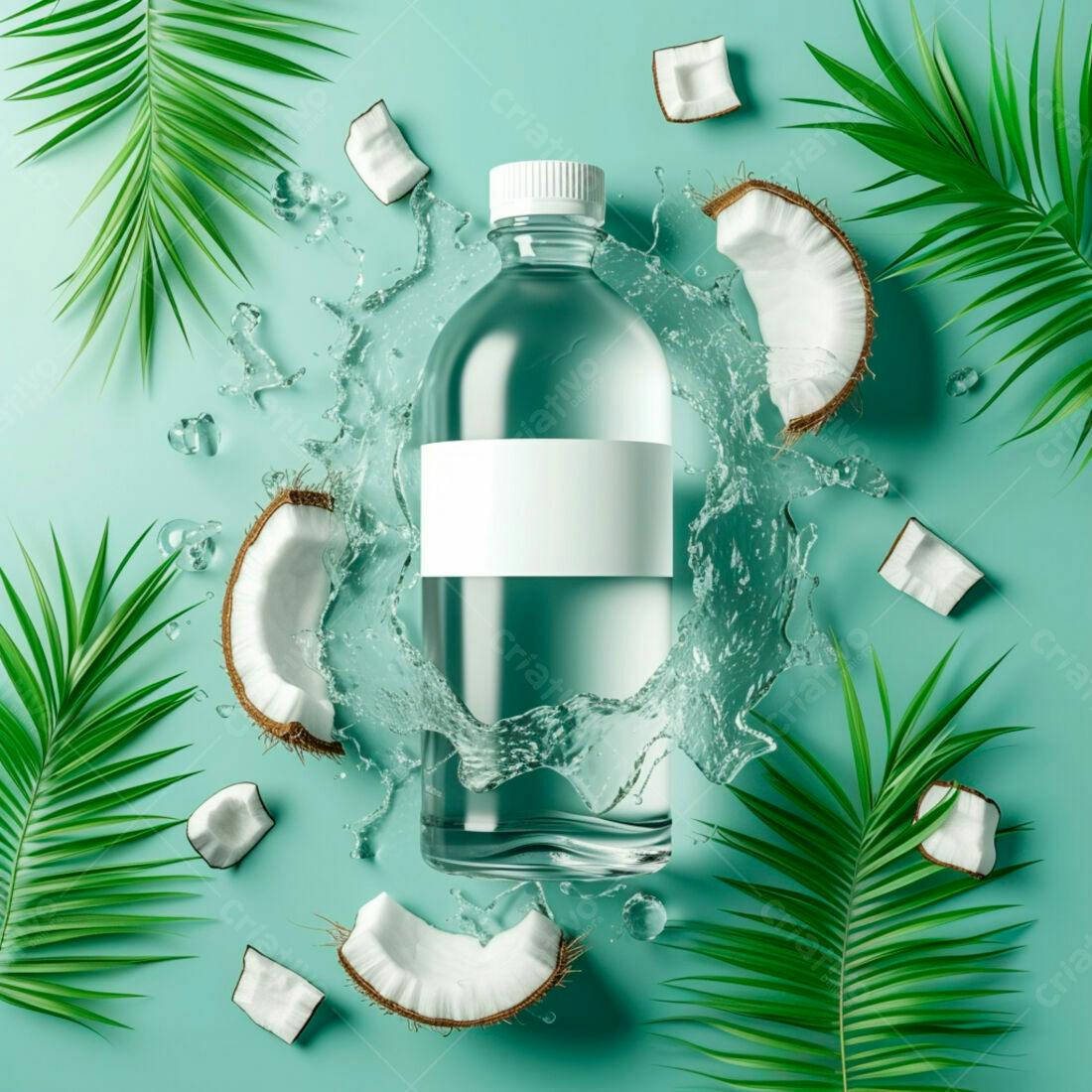 Garrafa água coco refrescante verão