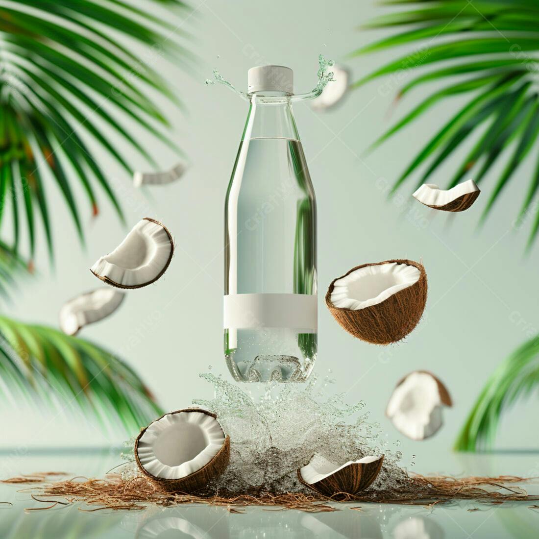 Garrafa de água de coco tropical