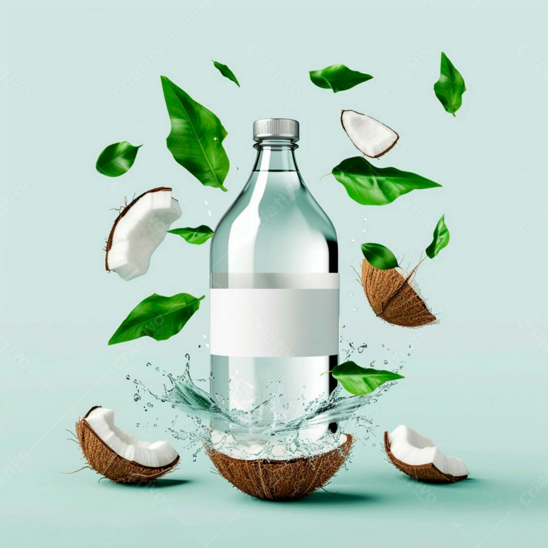 Água de coco refrescante em garrafa