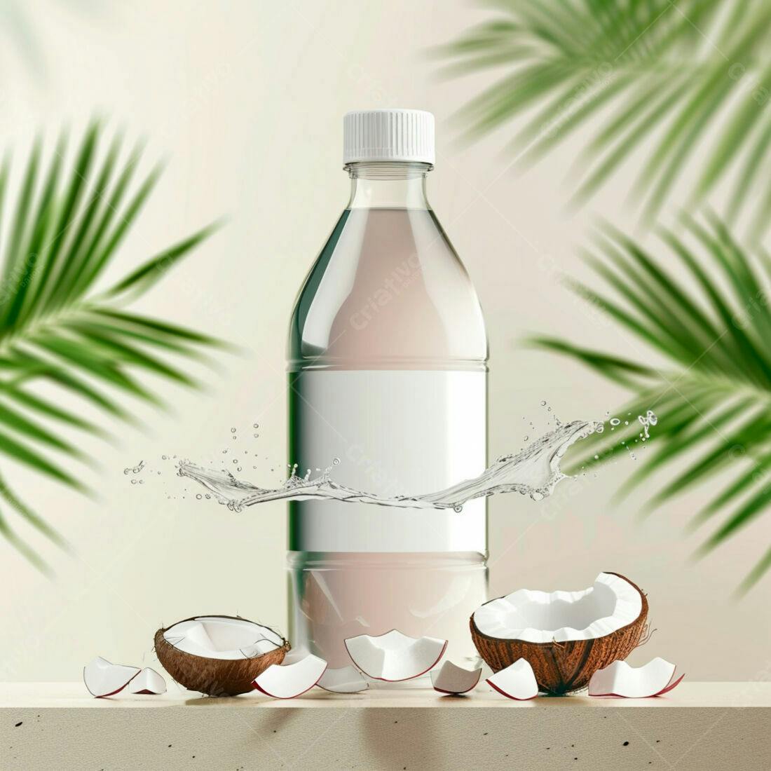 Garrafa de água de coco com splash