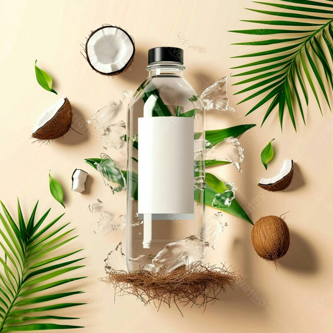 Água de Coco em Garrafa Transparente