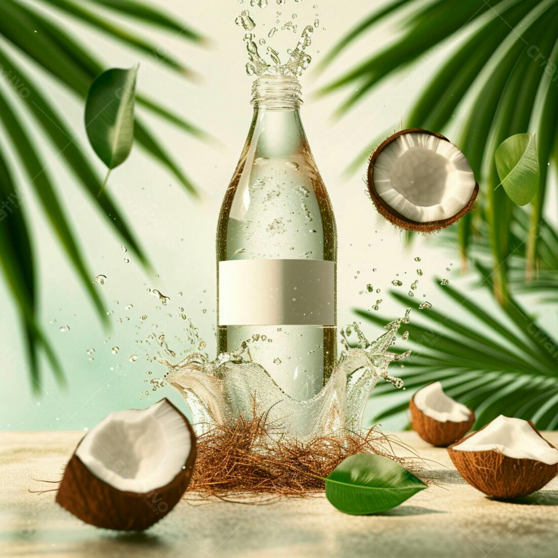 Água de Coco Refrescante em Garrafa de Vidro