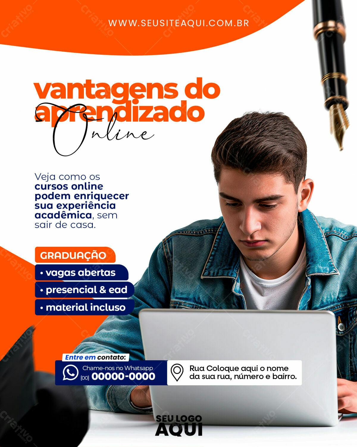 Flyer para cursos online PSD Editável