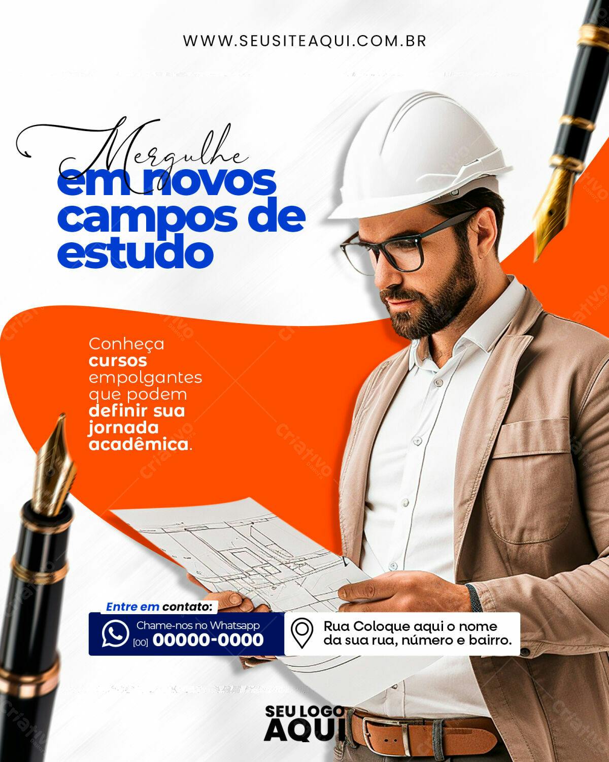 Flyer para Cursos de Engenharia PSD Editável
