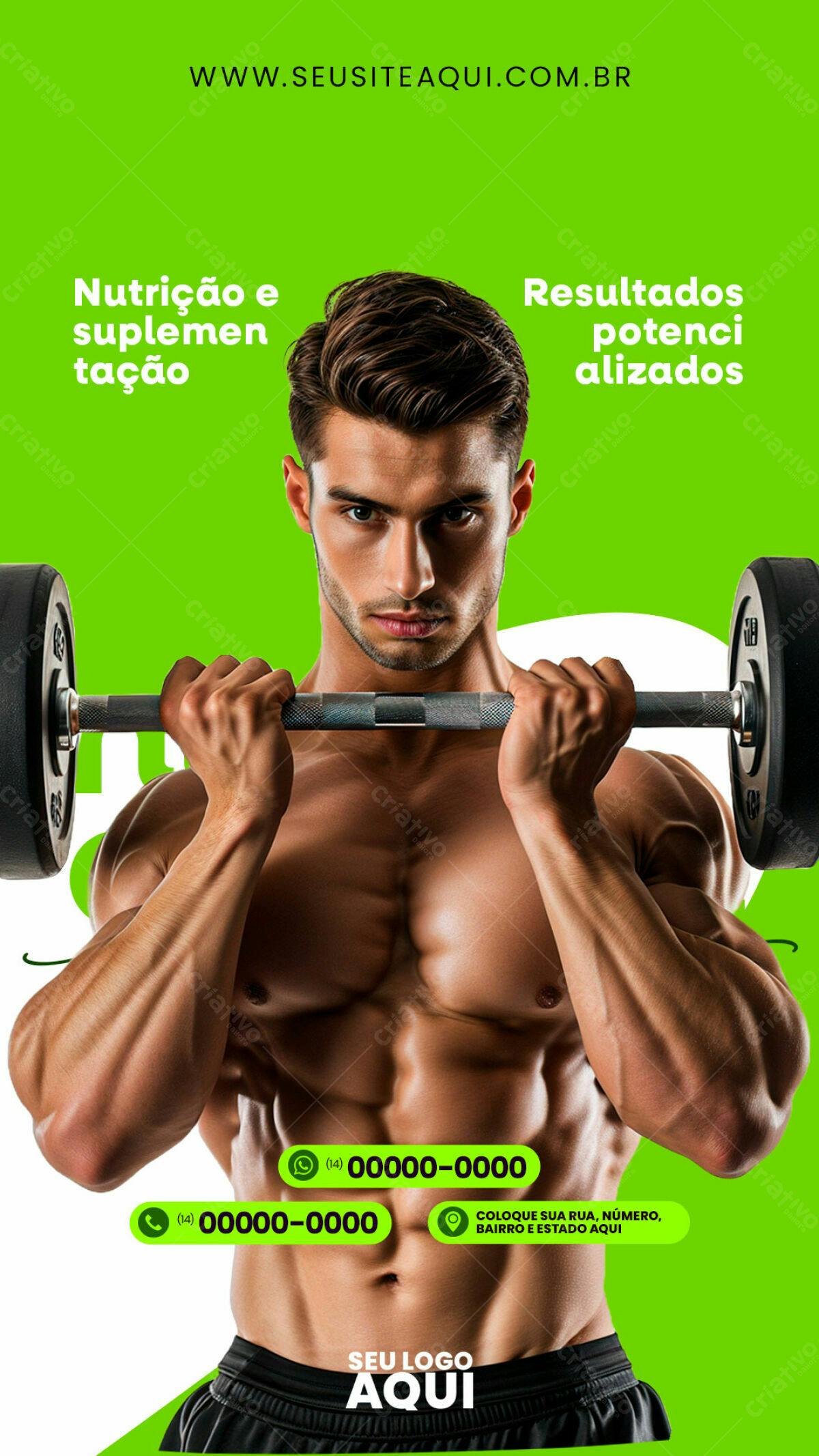 Flyer para Academia e Suplementos PSD Editável