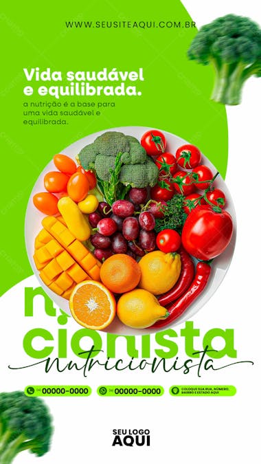 Story | nutricionista | dieta | alimentação | psd editável