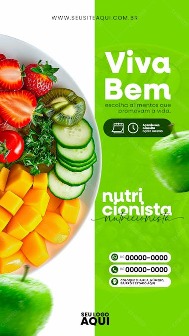 Story | nutricionista | dieta | alimentação | psd editável