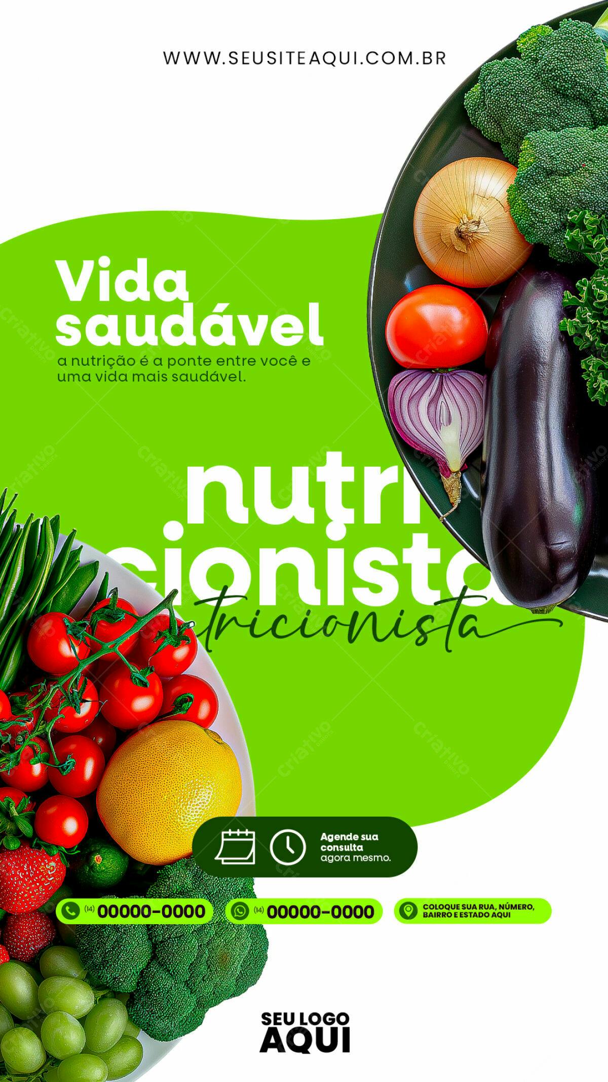 Flyer Nutricionista Vida Saudável PSD Editável