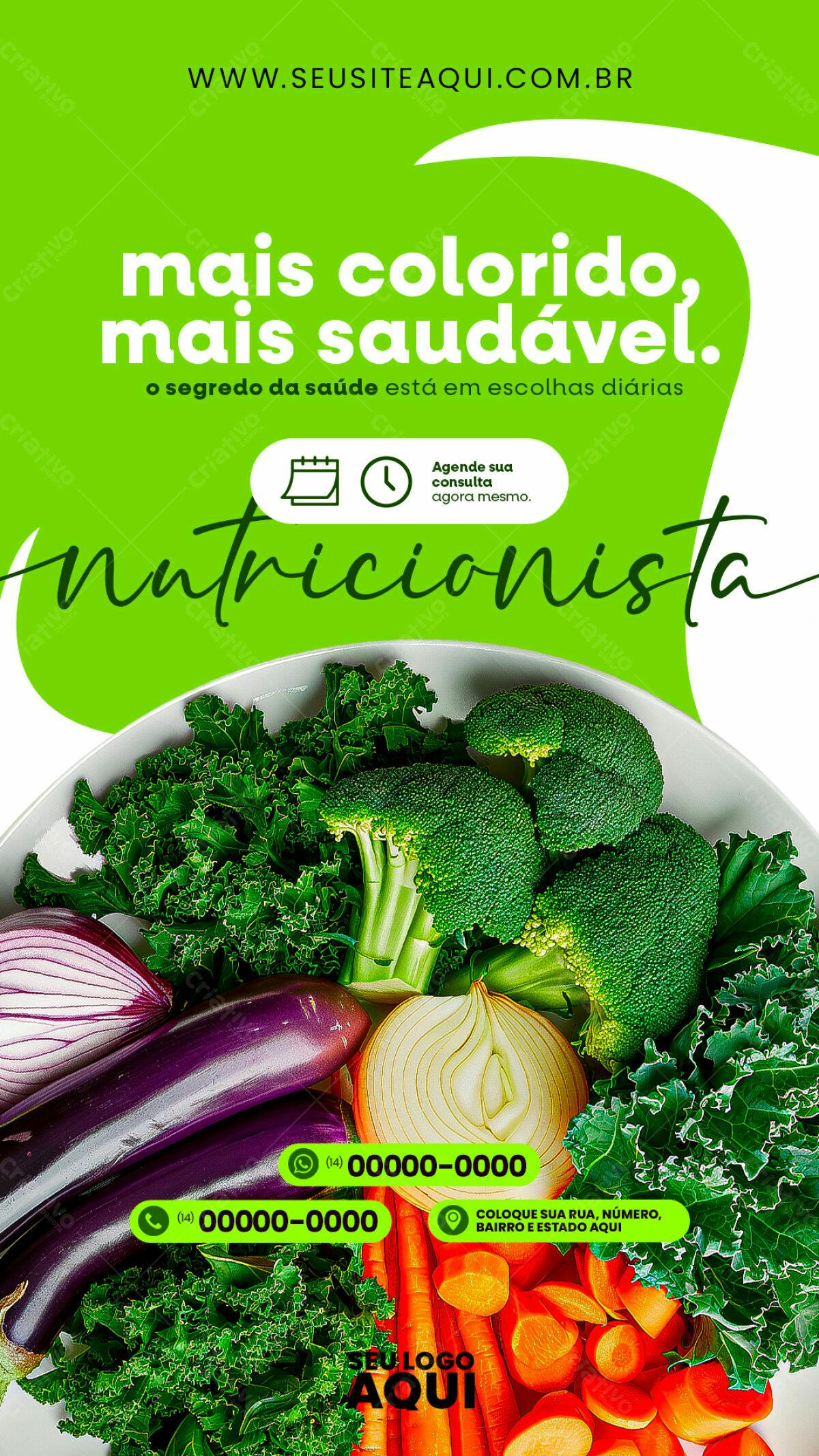 Flyer Nutricionista com Fotos de Legumes PSD Editável
