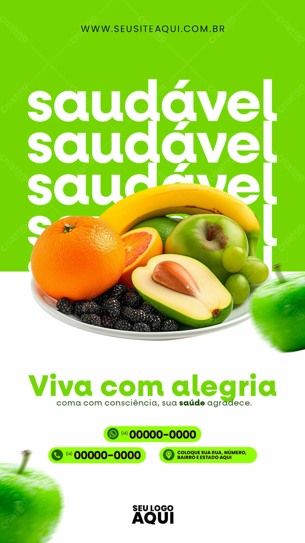 Flyer Alimentação Saudável PSD Editável