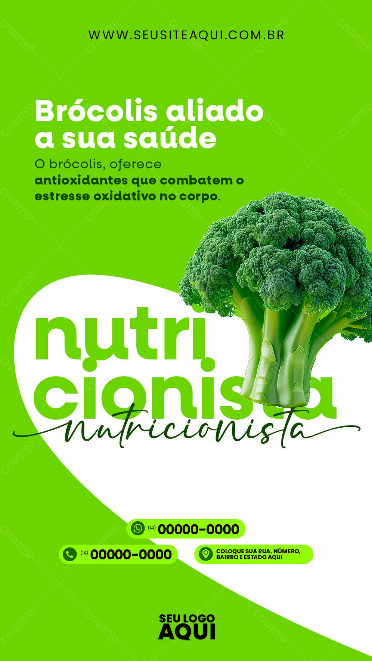Flyer para Nutricionista com Brócolis PSD Editável
