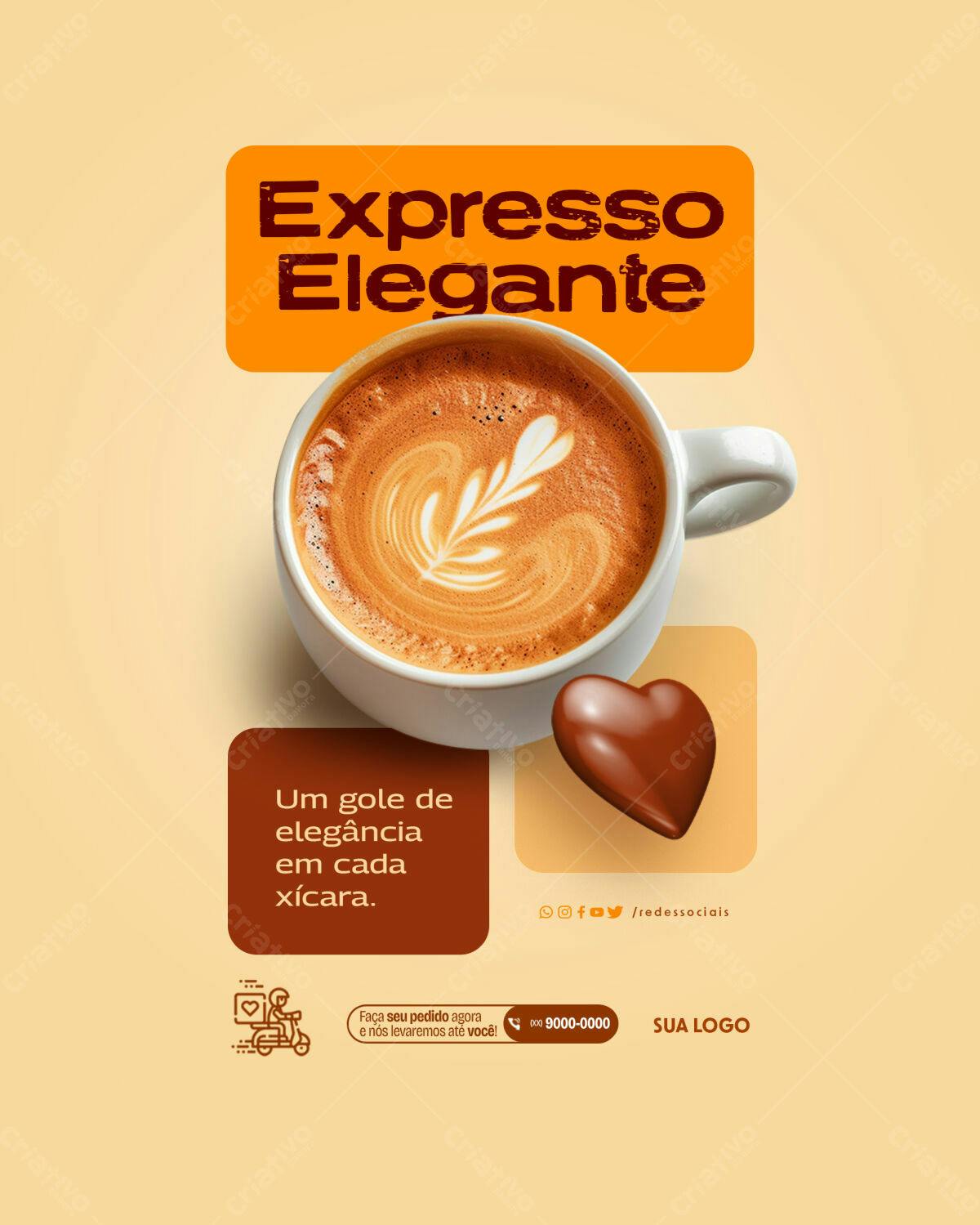 Flyer para Cafeteria Espresso Elegante PSD Editável