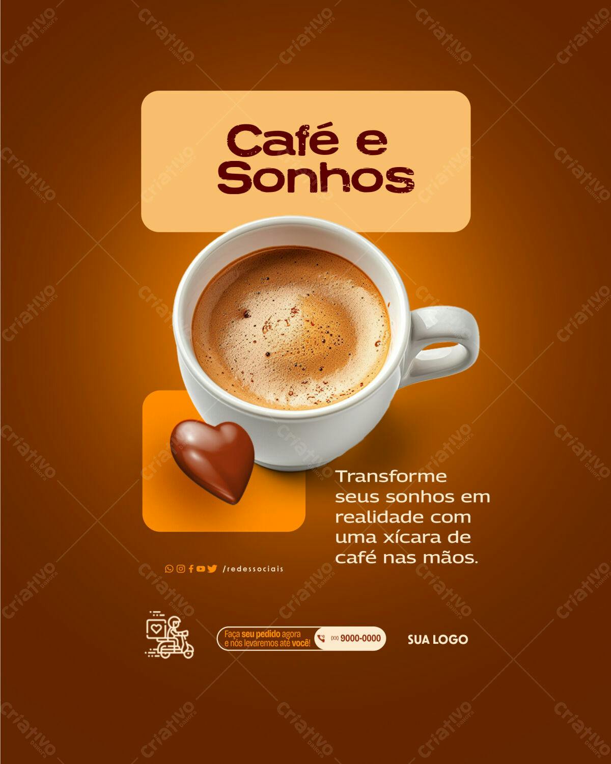 Post para Café e Sonhos PSD Editável