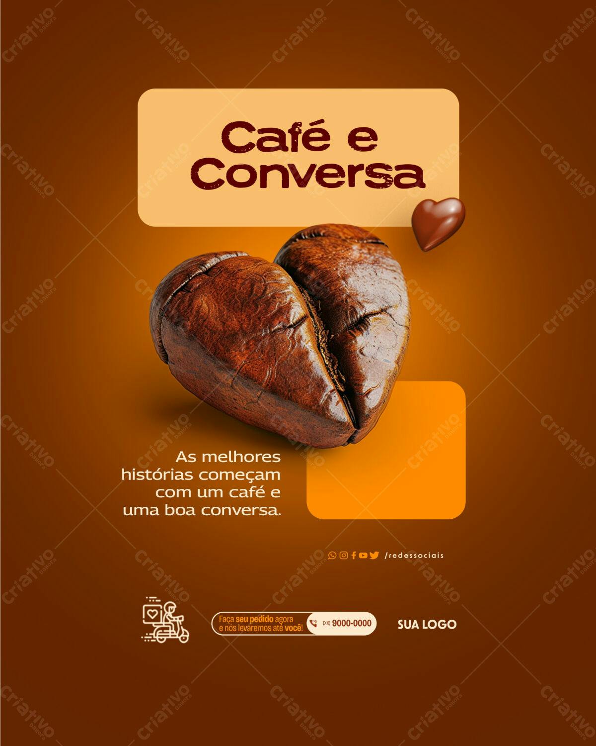 Postagem Instagram Café e Conversa PSD Editável
