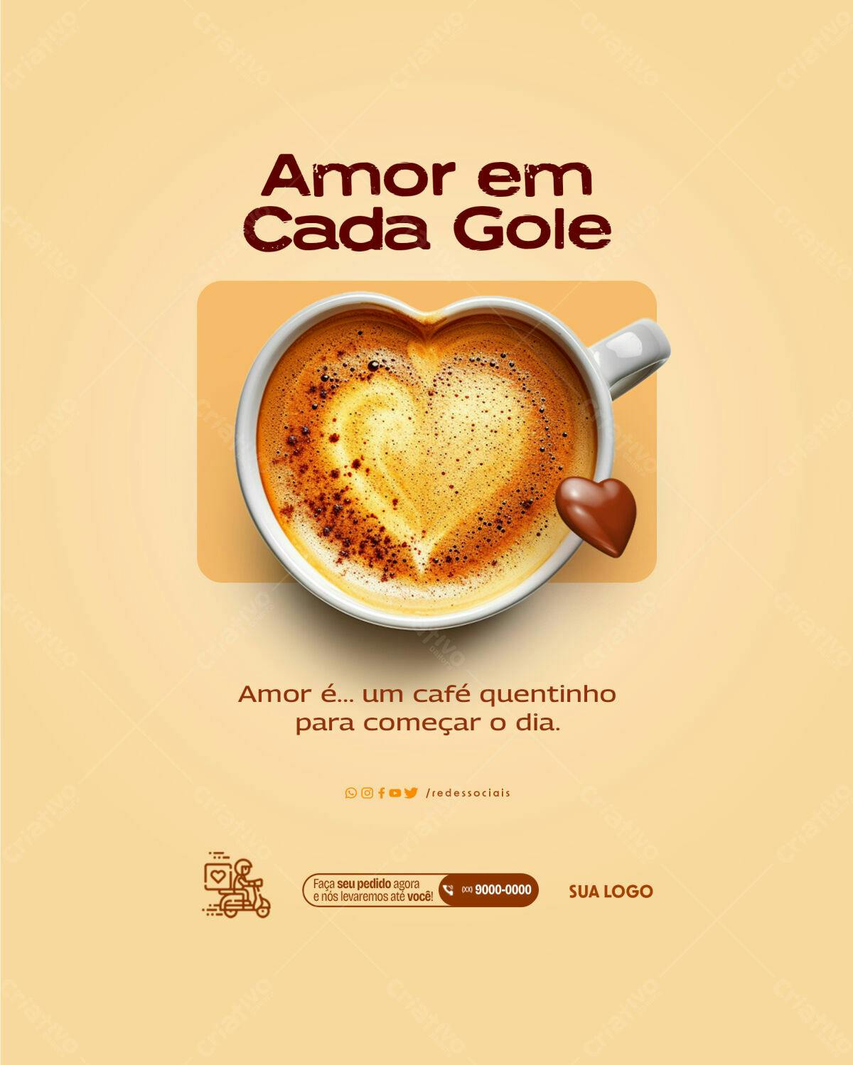 Postagem Instagram Café com Coração PSD Editável