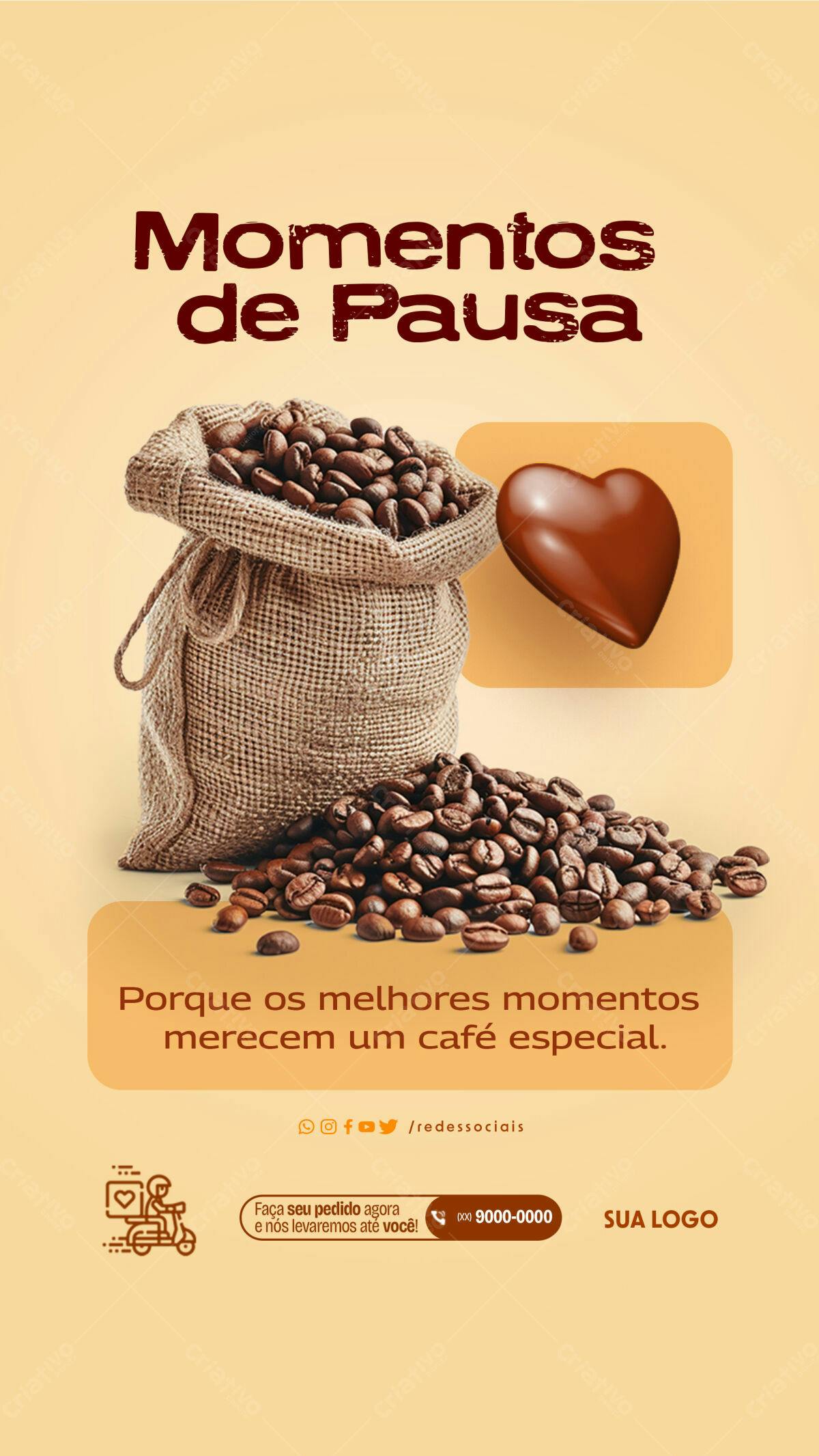 Flyer para Momentos de Pausa com Café PSD Editável