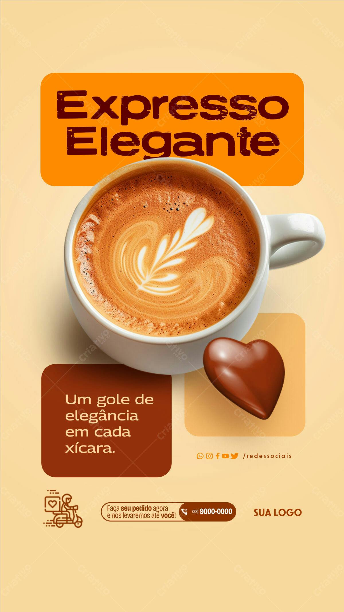 Flyer para Cafeteria Espresso Elegante PSD Editável