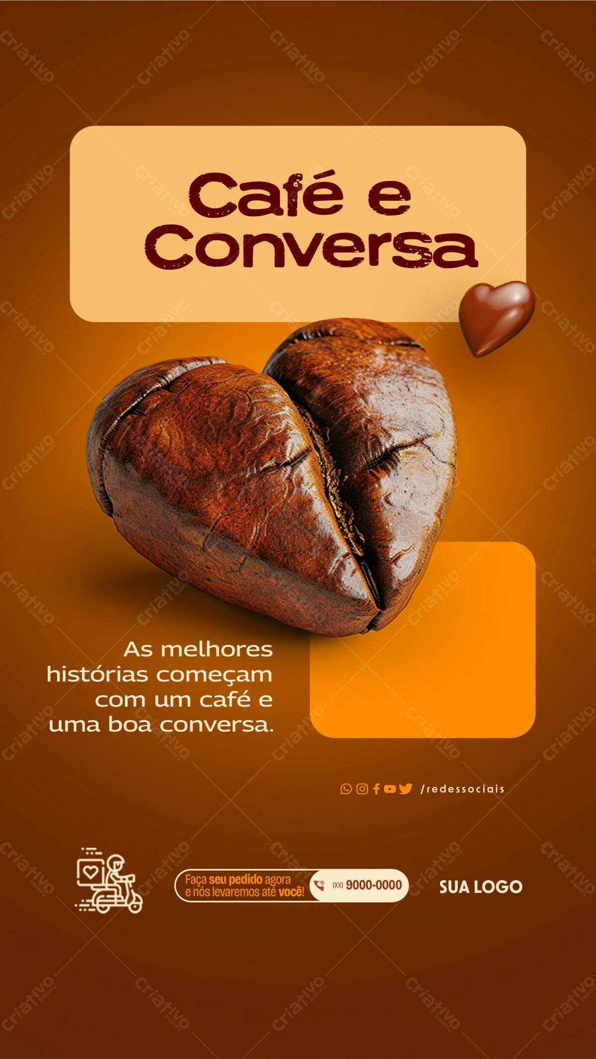 Flyer para Café e Conversa PSD Editável