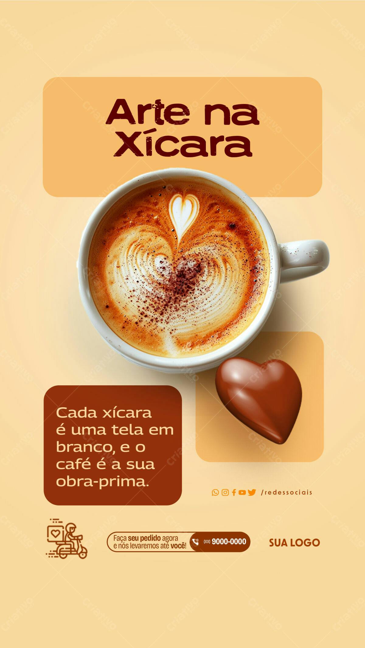Flyer para Cafeteria com Arte na Xícara PSD Editável