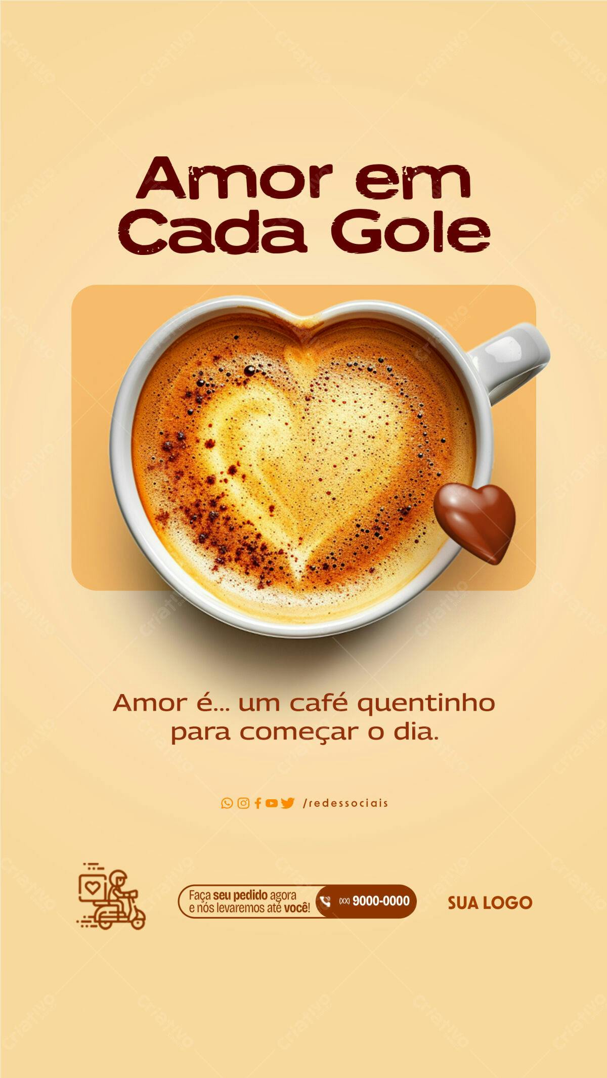 Post para Redes Sociais Café PSD Editável